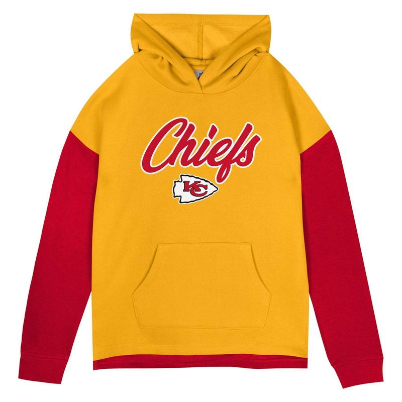 NFL Kansas City Chiefs Girls&#39; Fleece Hooded Sweatshirt, 2 of 4