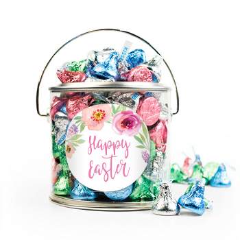 Easter Candy Gift Hershey's Kisses Paint Can Pink Flowers -  By Just Candy