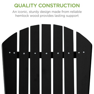 Black Folding Wooden Adirondack Chair with Arms