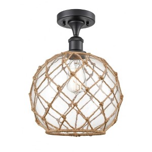 Farmhouse Rope - 1 Light Semi-Flush Mount In Industrial Style-15 Inches Tall and 10 Inches Wide - 1 of 1