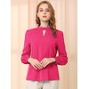 INSPIRE CHIC Women's Office Keyhole Elegant Stand Collar Long Sleeve Back Neck Button Blouse - 2 of 4