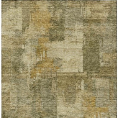 HomeRoots 8' X 10' Khaki Beige And Wheat Abstract Washable Indoor Outdoor Area Rug