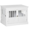 VisioGear Dog Crate End Table with Triple Doors, Wooden Dog Crate Furniture Indoor Use, Puppy Crate for Small Dogs, White, 30.8"*20.8"*23.3" - 2 of 4