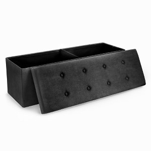 Sorbus Collapsible Bench Ottoman With Cover - Faux Suede - 1 of 4
