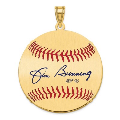 Black Bow Jewelry 14K Gold Plated Jim Bunning Signature LG Enamel Baseball Pendant