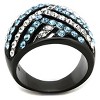 Slickblue Pave Stainless Steel Ring, Sea Blue Synthetic Crystals, Two-Tone IP Black, Bold Sparkle, Women’s size 5–10 - 3 of 4