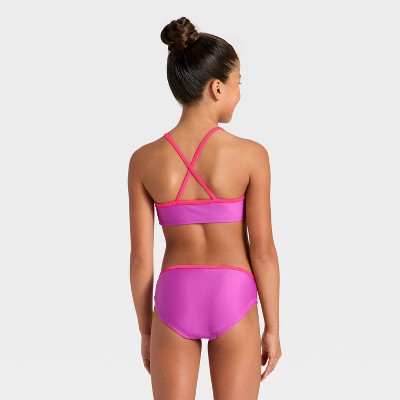 Cat & Jack Girls' Colorblock Two Piece Swimwear Set - Cat & Jack™ Purple S — фото 2