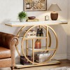 Gulches 41.3" Modern Industrial Console Table, 4-Tier Storage with White Top and Gold Accents, 100LBS Capacity, Adjustable Pads - 3 of 4