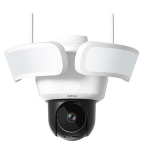 aosu Floodlight Cam Pro 360° PTZ Motion-Sensing Wi-Fi® AI-Smart 3K Security Camera with 2 Wired Integrated LED Flood Lights, 2,600 Lumens in White - 1 of 4