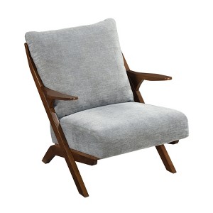 Sapphtopaz Mid-Century Accent Chair with Reversible Back Cushion Chenille Upholstered Armchair with Wood Frame for Living Room, Bedroom - 1 of 4
