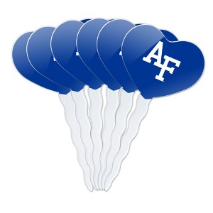 U.S. Air Force Academy Primary Logo Heart Love Cupcake Picks Toppers Decoration Set of 6 - 1 of 4