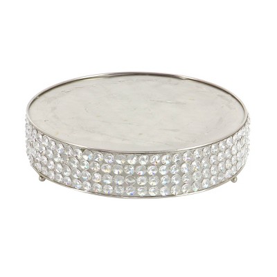 Silver Encrusted Iron Cake Stands with Crystal Beads, Set of 3