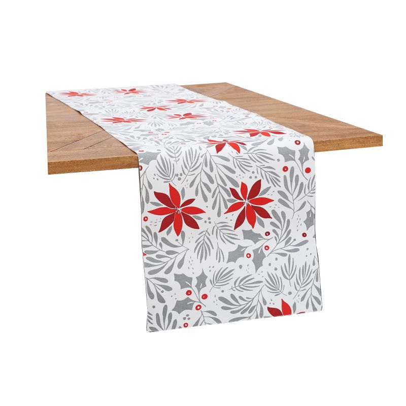 C&F Home Poinsettia Christmas Printed Christmas Winter Table Runner, 1 of 8