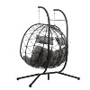 Nestfair 74.8" 2 Person Outdoor Patio Wicker Swing Egg Chair with Cushion Light Gray - 4 of 4