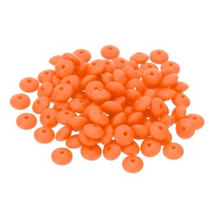 Unique Bargains Smooth Lentil Focal Cute Silicone Beads for Keychain Jewelry Making 50 Pcs 0.47" Light Orange - 1 of 4