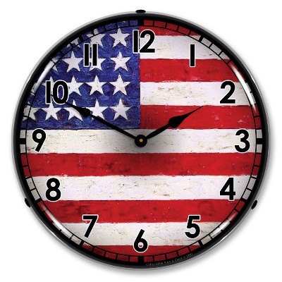 Collectable Sign & Clock | USA Flag LED Wall Clock Retro/Vintage, Lighted