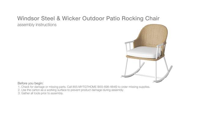 Windsor Steel &#38; Wicker Outdoor Patio Chair, Rocking Chair White - Threshold&#8482; designed with Studio McGee, 2 of 8, play video