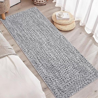 Modern Hallway Runner Rug, Washable Non-Slip Low Pile Carpet, Soft Stain-Resistant Faux Wool Rug for Kitchen, Bedroom