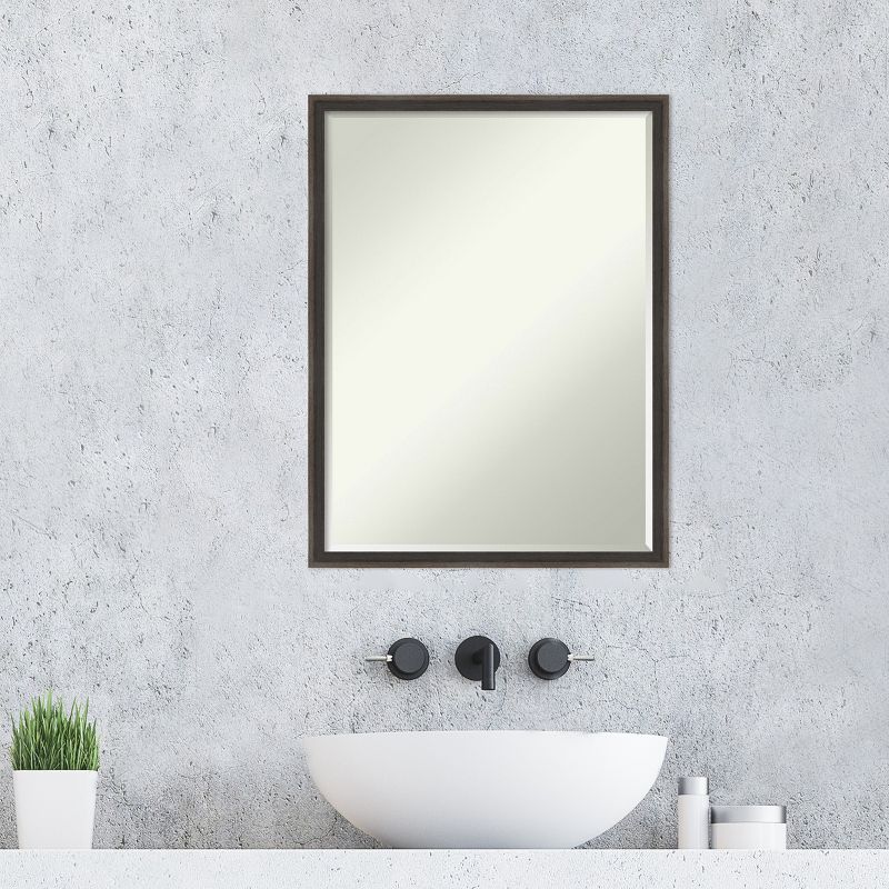 Amanti Art Hardwood Wedge Petite Bevel Wood Bathroom Wall Mirror, 5 of 10