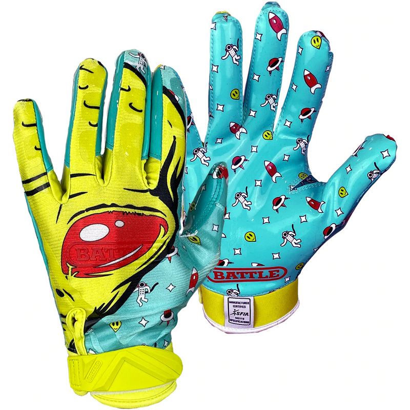 Battle Sports Alien Cloaked Adult Football Gloves - Turquoise/Green, 2 of 7