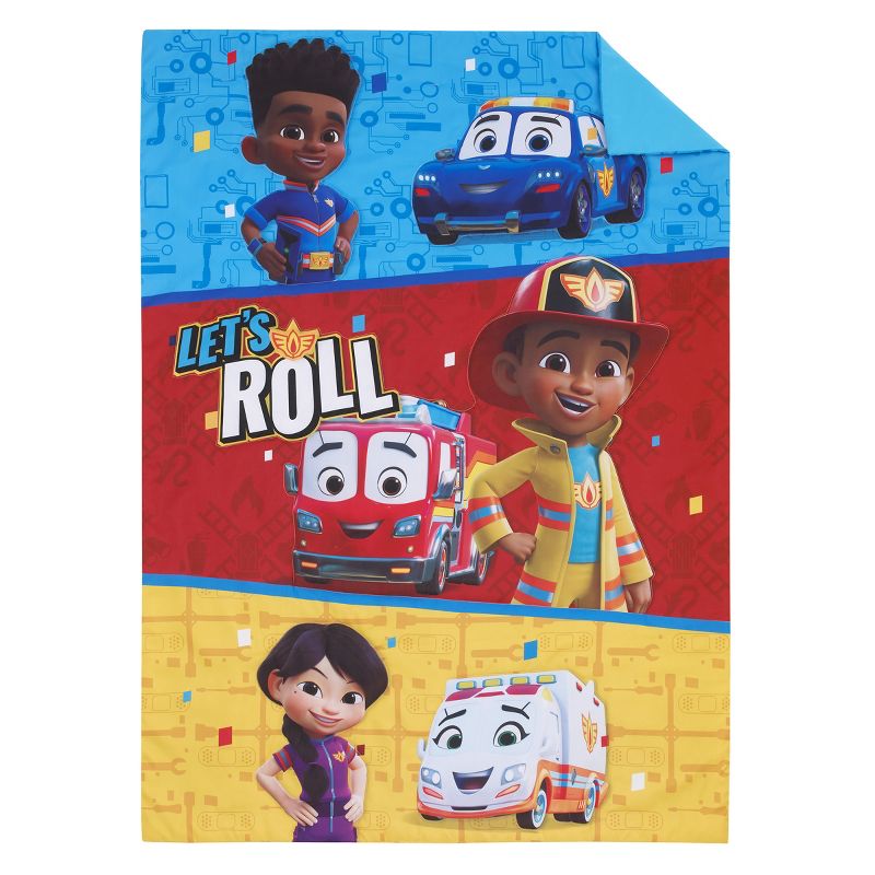 Disney Firebuds Let's Roll Red, Blue, and Yellow First Responders 4 Piece Toddler Bed Set, 2 of 7