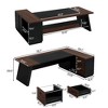 Resenkos Computer Desk, Office Desk, Study Desk,L-Shaped Executive Desk, 78" Office Desk with Drawers and Lateral File Cabinet,Walnut & Black - 2 of 4
