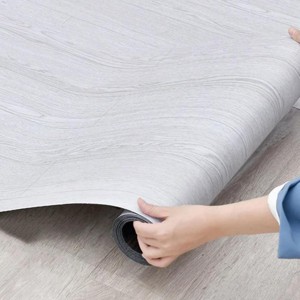 SEVOBAL Carpet Tiles 2FT*16.4FT Peel and Stick Vinyl Flooring Wood Grain Waterproof Durable for Bathroom and Kitchen, Gray, 23.79"*3.9"*3.9" - 1 of 4