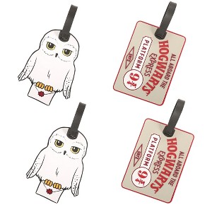 Harry Potter Luggage Tag Hedwig The Owl and Hogwarts Express Platform 9-3/4 PVC Travel Tags Gifts - Set of 4 - 1 of 4