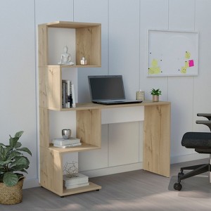 XIYUYEU Home Office Desk Modern Writing Desk with 4-Tier Storage Shelf and Wooden Desktop for Study - 1 of 4