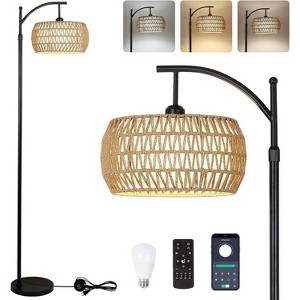 Arc Floor Lamp with Remote Control, Dimmable LED Floor Lamp with 3 Color Temperature, Standing Tall Pole Lamp for Living Room Bedroom,Black - 1 of 4