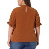 Agnes Orinda Women's Plus Size Glitter Pleated Keyhole Back Star Print Puff Sleeve Blouses - 4 of 4