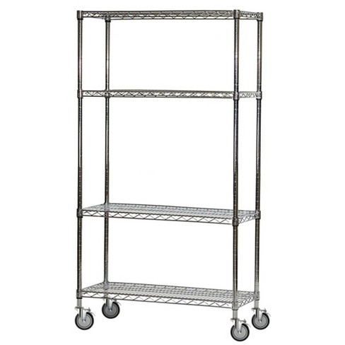 Shelving.com 24" d x 54" w x 90" h Chrome Wire Cart with 4 Tier Shelves - image 1 of 2