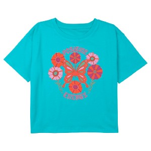 Girl's Lost Gods Positive Energy Butterfly Logo Crop Top T-Shirt - 1 of 3