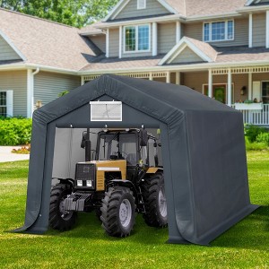 Captiva Designs Outdoor Portable Storage Shelter - Garage Tent with Roll-Up Zipper Doors & Vents for Motorcycles and Bikes (Gray) - 1 of 4