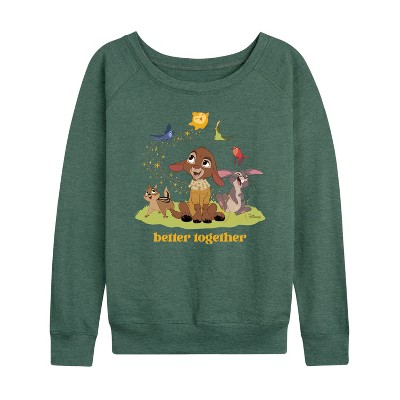 Women's - Disney - We Are Better Together Lightweight French Terry Wide Neck Long Sleeve Shirt