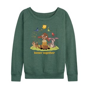 Women's - Disney - We Are Better Together Lightweight French Terry Wide Neck Long Sleeve Shirt - 1 of 4