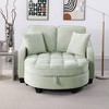 42.68'' Corduroy 2-Seater Sofa Chaise Longue with Irregular Armrests, Plush Cushions, Footrest Storage, and Two Throw Pillows - 3 of 4