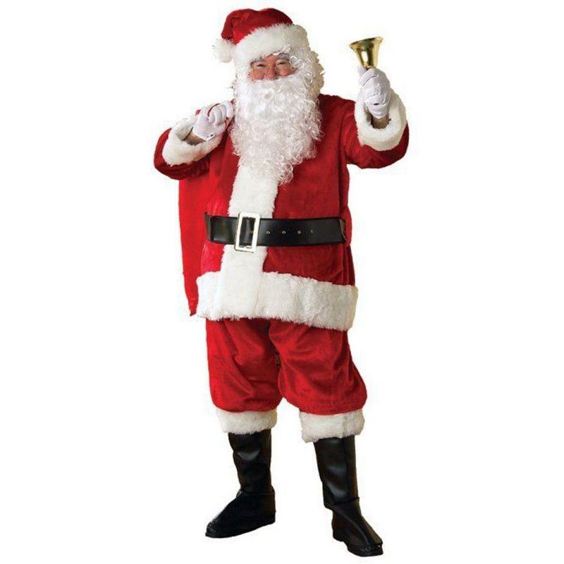 Rubie's Deluxe Premier Plush Santa Suit Adult Mens Costume, 1 of 2