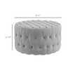 HOMCOM Button Tufted Ottoman Foot Stool with Velvet-feel Upholstery, Gray - 3 of 4