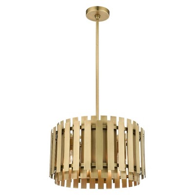 Greenwich Minimalist Natural Brass 5-Light Pendant Chandelier