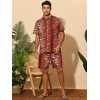 INSPIRE CHIC Men's Short Sleeves Hawaiian Animal Printed Outfit Set 2 Pieces - 2 of 4