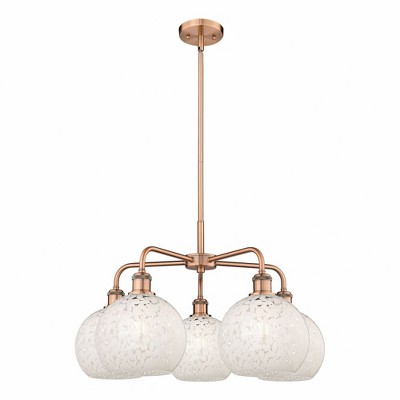 White Mouchette - 5 Light Stem Hung Chandelier In Modern Style-15.5 Inches Tall and 26 Inches Wide