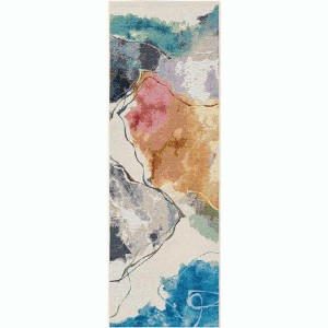 Unique Loom Outdoor Modern Watercolor Area Rug - 1 of 4