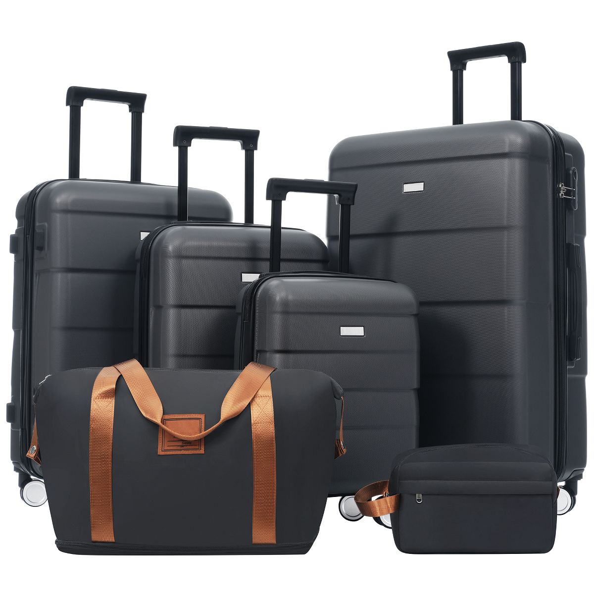 Polibi Luggage Sets 6 Piece with Lightweight Double Spinner Carry-On and Checked Suitcase, 2 Bags - thumbnail 3