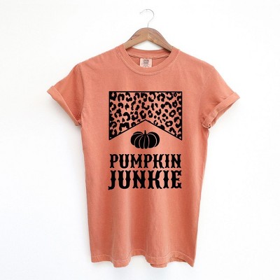 Simply Sage Market Women's Leopard Pumpkin Junkie Short Sleeve Garment Dyed Tee