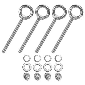 Unique Bargains Stainless Steel Durable Rust-Resistant Eyebolts with Nuts Washers Male Screw for Fastening 10 Pcs - 1 of 4