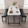 Dining Table Set for 4, Kitchen Table with 2 Upholstered Benches, 3-Piece Dining Set for Kitchen, Apartment, Small Spaces - 3 of 4