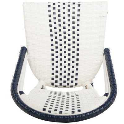 Zoya 18" Navy and White Wicker Side Chairs, Set of 2
