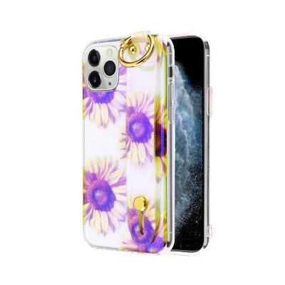 MYBAT Dreamy Hybrid w/Wristband Stand Sunflower Hard Dual Layer Plastic TPU Cover Case For Apple iPhone 11 Pro - Purple