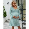 Women's Maternity Smocked Long Sleeve Ruffle Dress V Neck Fall Casual Flowy Midi Dress for Baby Shower Photoshoot - 4 of 4